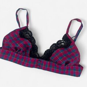 Vintage Gold Label Victorias Secret Plaid Bracelet with Gold Metallic Details